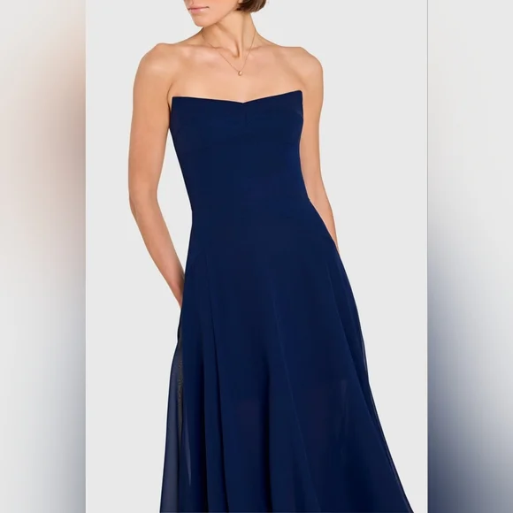 NEW Amanda Uprichard Monterey Dress in Dark Navy Blue | Size Medium - Picture 4 of 9